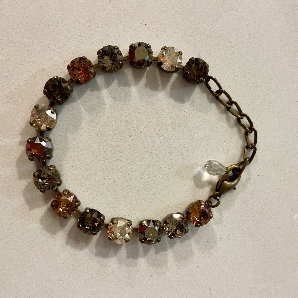 Gray, Tan, Gold, Beige Swarovski Crystal Bracelet - 8"